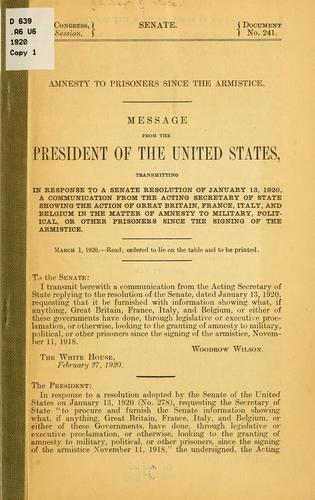 Amnesty to prisoners since the armistice