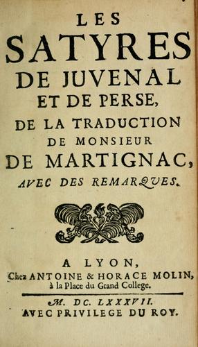 Les Satyres de Juvenal et de Perse
