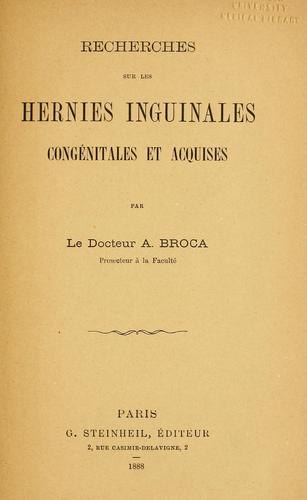 Recherches sur les hernies inguinales congénitales et acquises