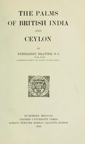 The palms of British India and Ceylon