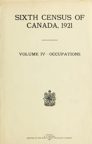 Sixth census of Canada, 1921