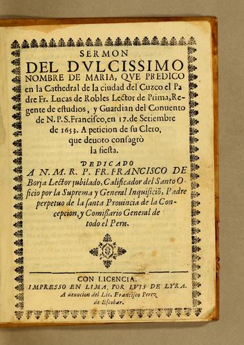 Sermón del dulcissimo nombre de Maria