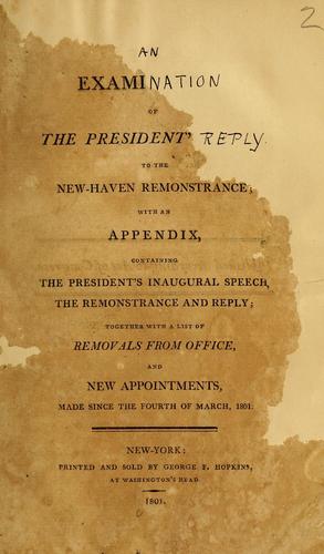 An examination of the President's reply to the New-Haven remonstrance