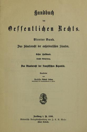 Das staatsrecht der Französischen republik ...