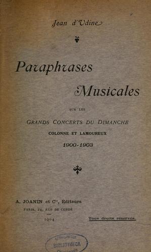 Paraphrases musicales sur les grands concerts du dimanche