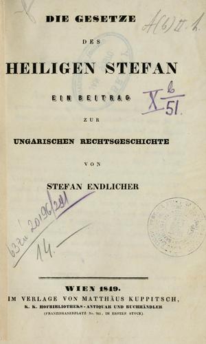 Die Gesetze des heiligen Stefan