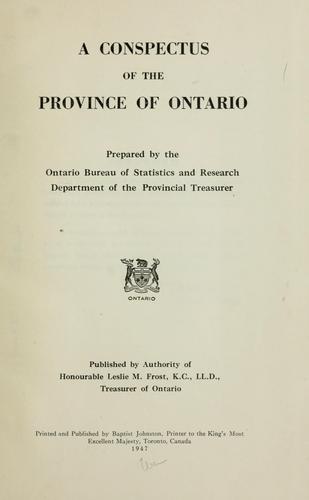 A conspectus of the Province of Ontario