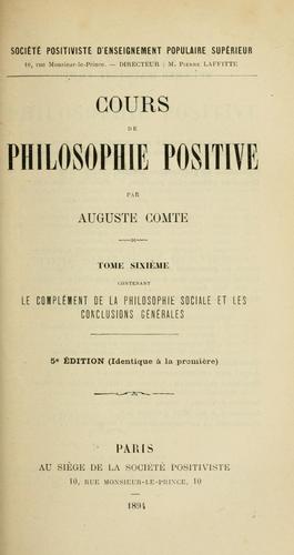 Cours de philosophie positive