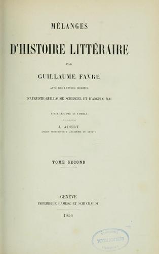 Mélanges d'histoire littéraire