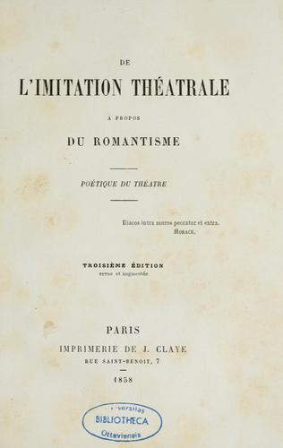 De l'imitation théâtrale à propos du romantisme