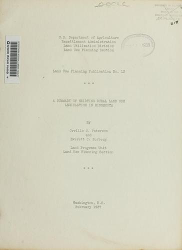 A summary of existing rural land use legislation in Minnesota