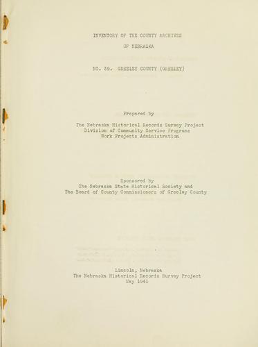 Inventory of the county archives of Nebraska