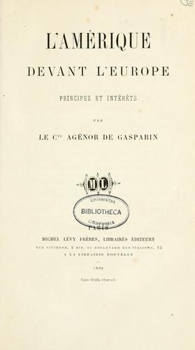 L'Amérique devant l'Europe