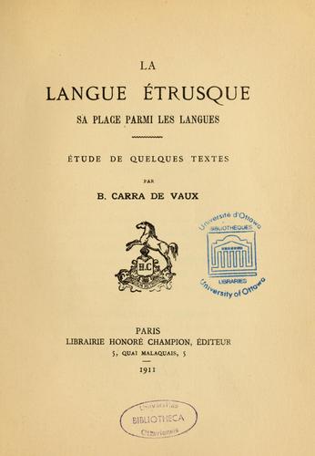 La Langue étrusque