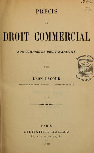 Précis de droit commercial (non compris le droit maritime)