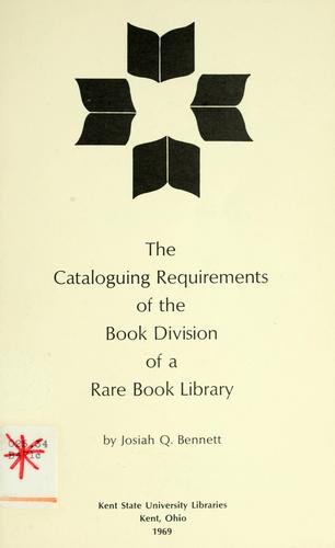 The cataloguing requirements of the book division of a rare book library