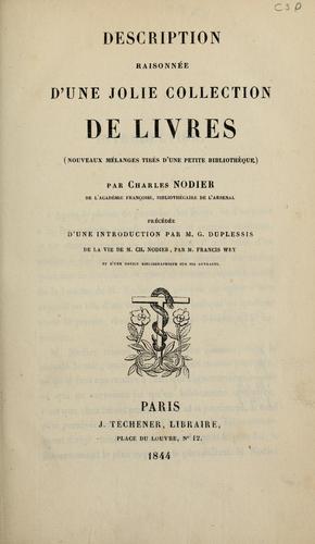 Description raisonnée d'une jolie collection de livres