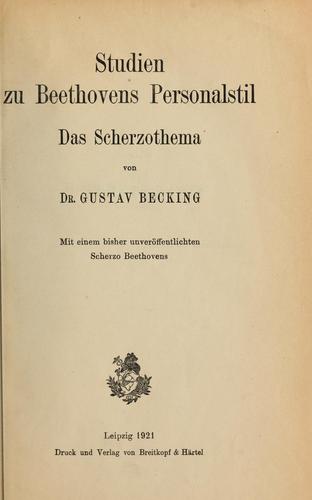 Studien zu Beethovens Personalstil