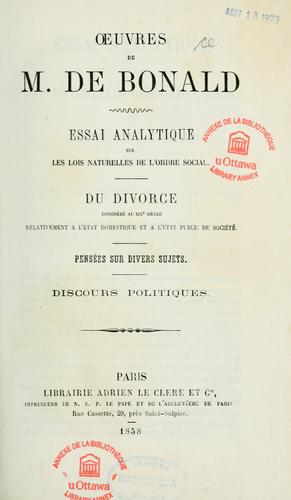 Œuvres de m. de Bonald