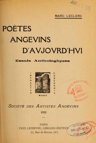 Poètes angevins d'aujourd'hui
