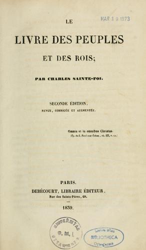 Le livre des peuples et des rois