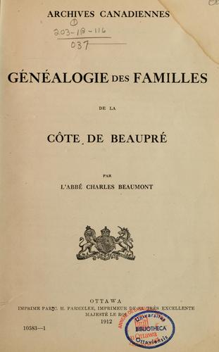 Généalogie des familles de la côte de Beaupré