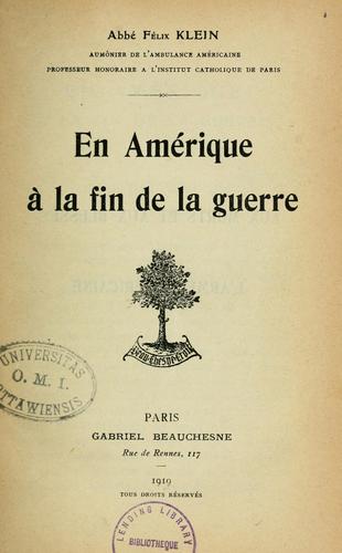En Amérique à la fin de la guerre