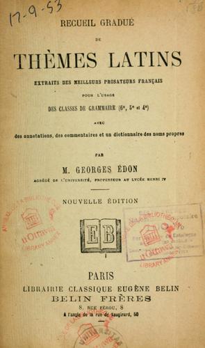 Recueil gradué de thèmes latins