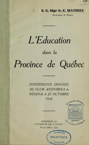 L'Education dans la province de Québec