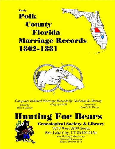 Early Polk County Florida Marriage Records 1862-1881
