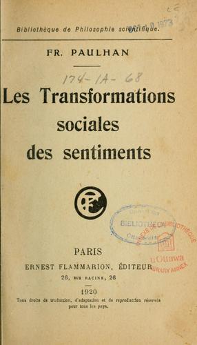 Les transformations sociales des sentiments