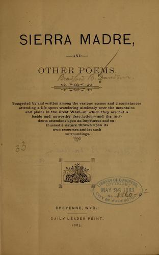 Sierra madre, and other poems