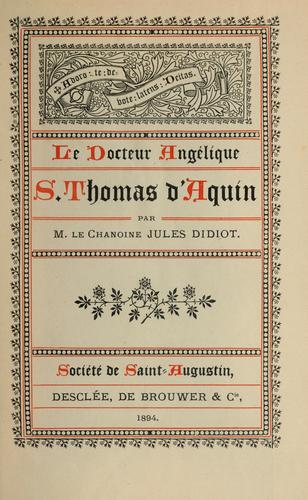 Le Docteur angélique, St. Thomas d'Aquin