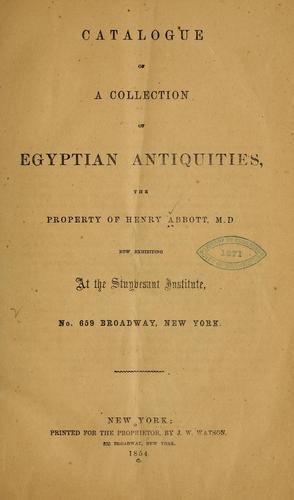 Catalogue of a collection of Egyptian antiquities