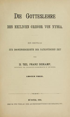Die Gotteslehre des heiligen Gregor von Nyssa