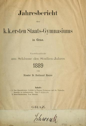 Das Simonideische Gedicht in Platons Protagoras und die Versuche, dasselbe zu reconstruieren