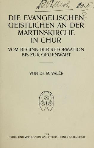 Die evangelischen Geistlichen an der Martinskirche in Chur