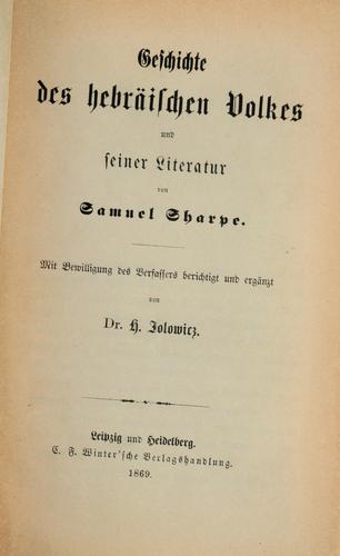 Geschichte des hebräischen Volkes und seiner Literatur