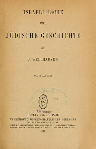 Israelitische und Judische Geschichte