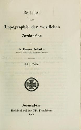 Beiträge zur Topographie der westlichen Jordans'au