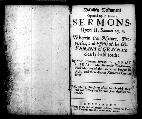 David's testament opened up in fourty sermons upon II. Samuel 23. 5.