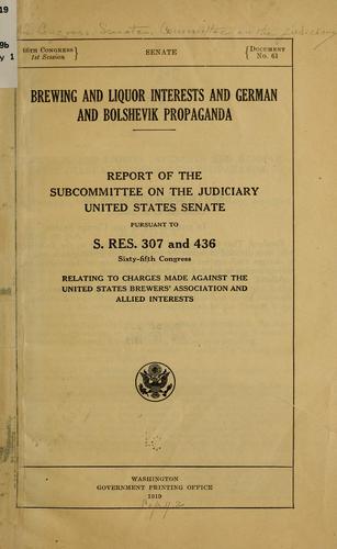 Brewing and liquor interests and German and Bolshevik propaganda