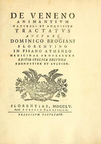 De veneno animatium naturali et adquisito tractatus