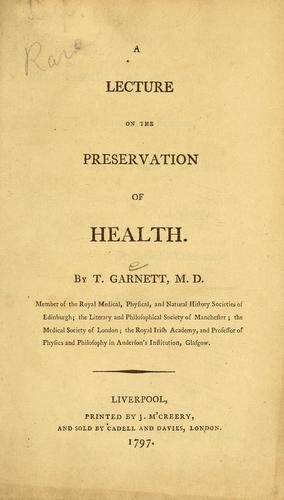 A lecture on the preservation of health