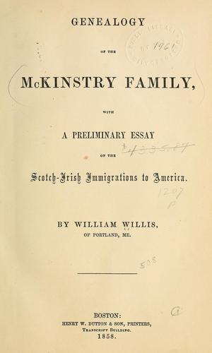 Genealogy of the McKinstry family