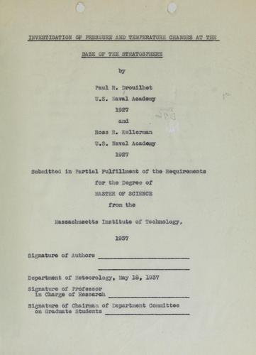 Investigation of pressure and temperature changes at the base of the stratosphere