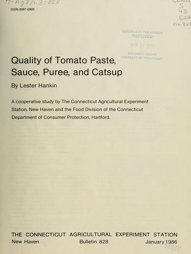 Quality of tomato paste, sauce, puree, and catsup