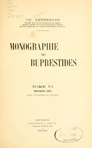 Monographie des Buprestides
