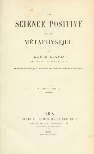 La science positive et la métaphysique
