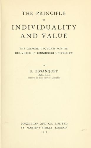 The principle of individuality and value